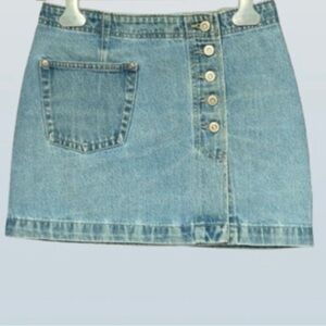Denim Button-Front Mini Skirt